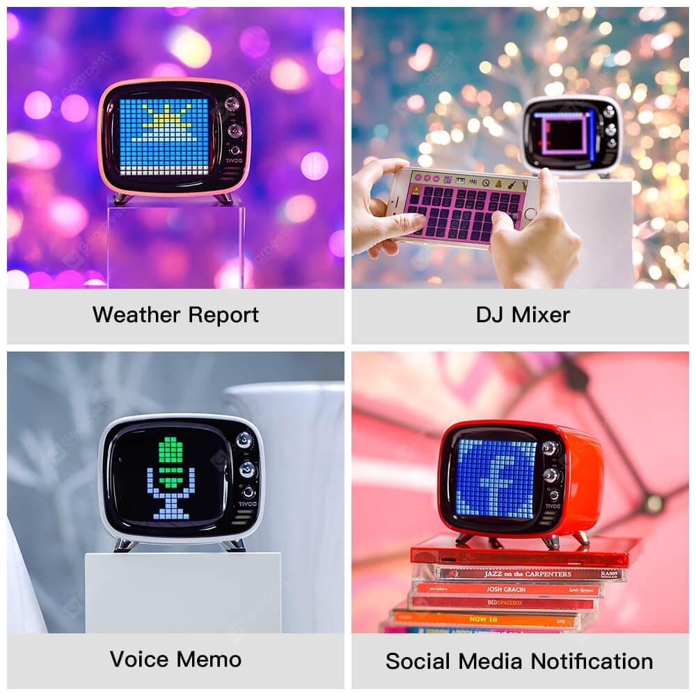 Divoom Tivoo Portable Bluetooth speaker Smart Clock Alarm Pixel Art DIY by App LED Light Sign in decoration Unique gift